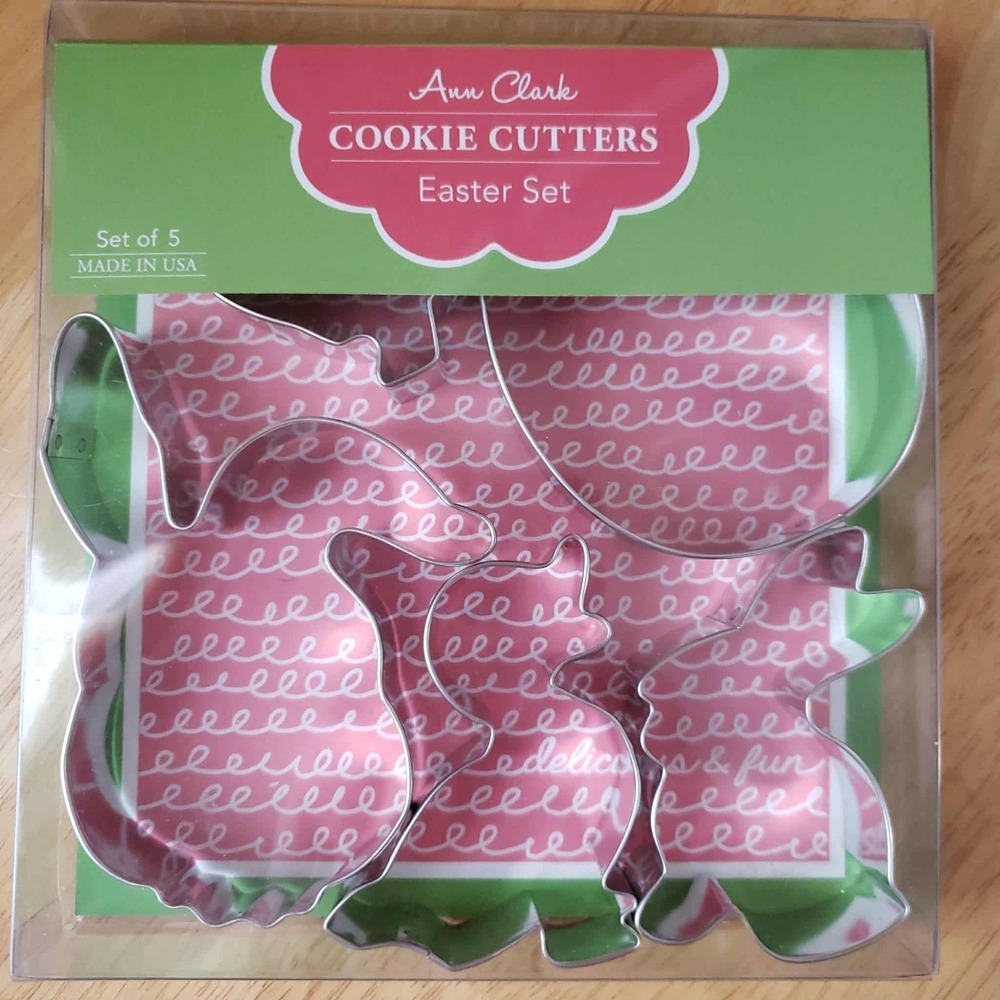 Ann Clark Easter Cookie Cutters Set 5 Bunny Chick Duck Egg Metal USA New